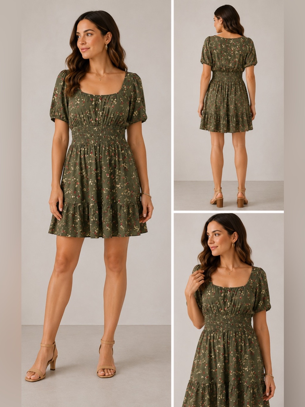 Justify Olive Floral Mini Dress